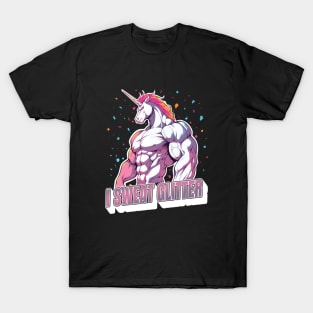 Unicorn I Sweat Glitter Funny Gym Workout T-Shirt